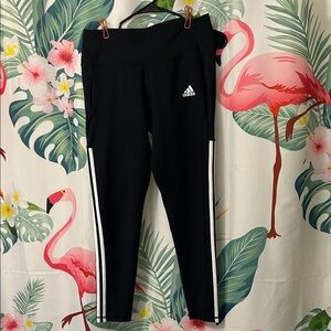Adidas Womens Black Leggings with White Stripes